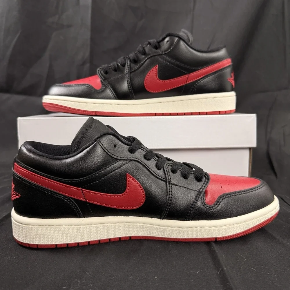Nike Air Jordan 1 Low Women 8.5 Shoes Black Gym Red Sail Sneakers DC0774-061